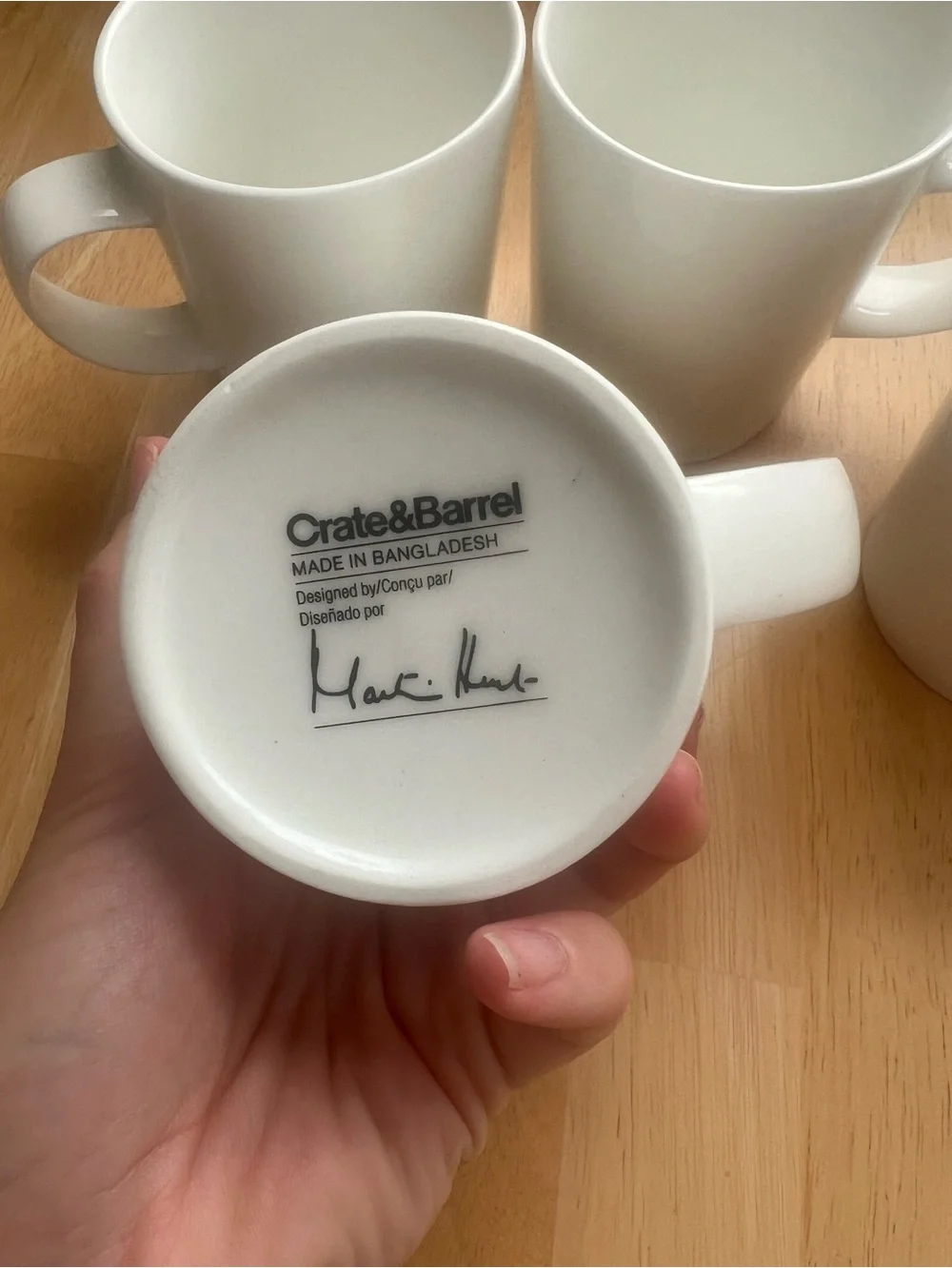 Crate & Barrel Bennet Coffee Mug - Bone China - Set of 4